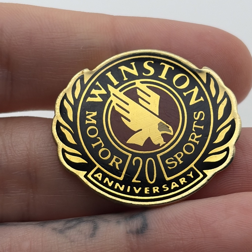 Vintage 1991 Winston Motor Sports 20th Anniversary Lapel Hat Pin Eagle Gold Tone